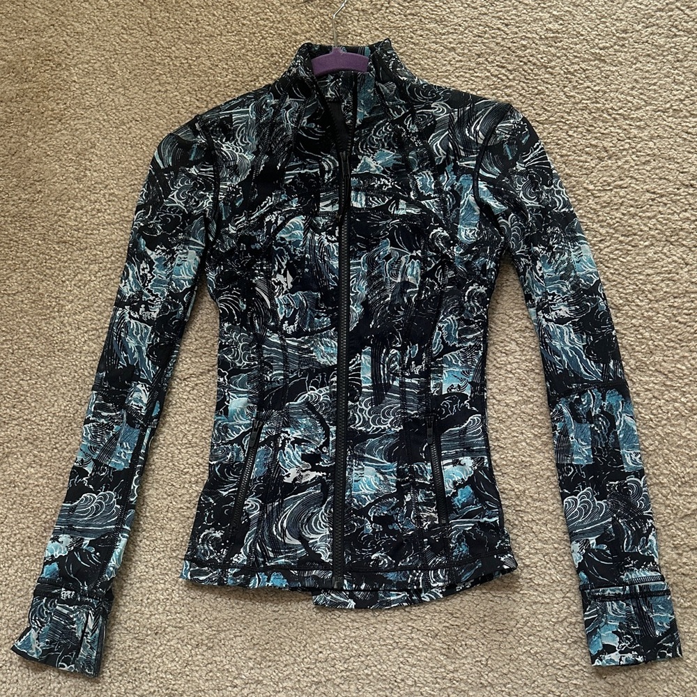 Women's Black and Blue Patterned Jacket
